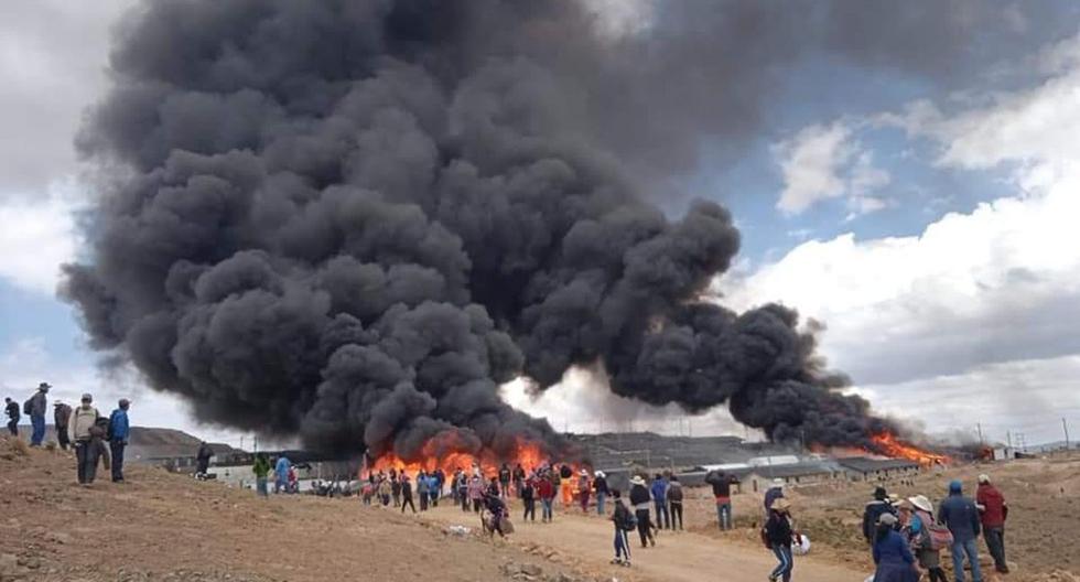 Pobladores incendiaron campamento de la minera