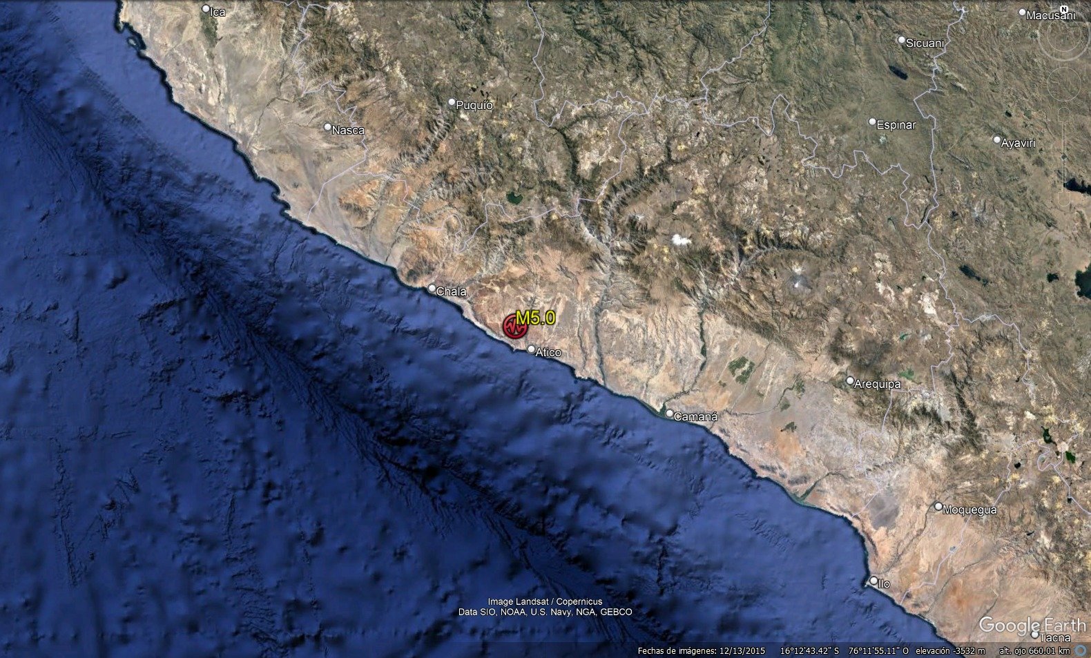 Nuevo sismo de magnitud 5 se registró en Atico