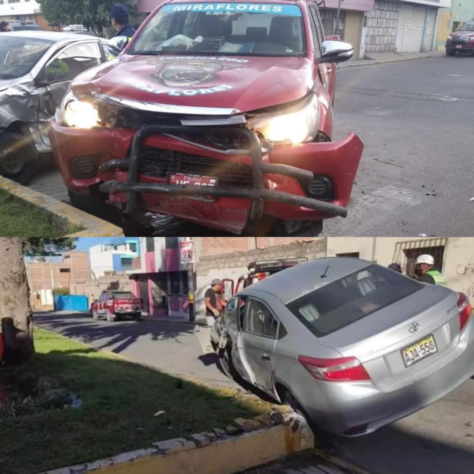 Patrullero de Miraflores y automóvil chocan en la avenida Goyeneche