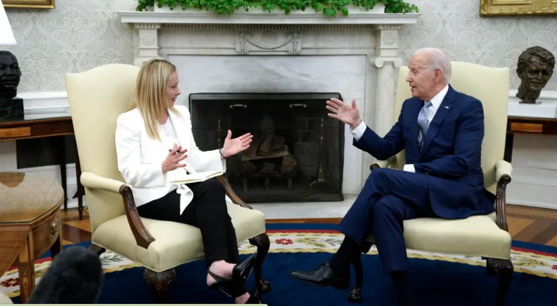 Biden y  Meloni muestran un frente unido con Ucrania