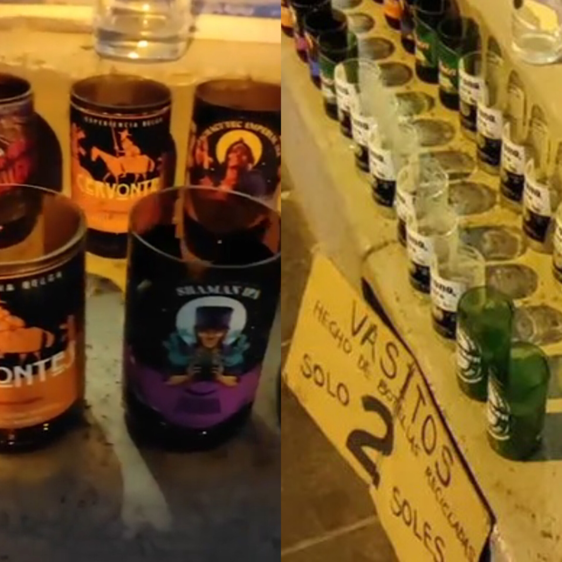 Botellas de vidrio son convertidas en vasos y vendidas por S/. 2 en la calle Mercaderes