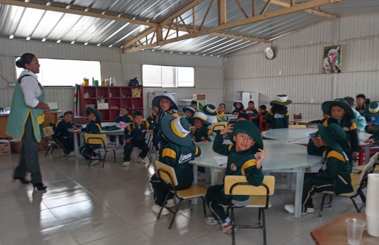 Niños estudian entre aulas y baños de madera y calamina en Mariano Melgar