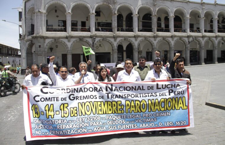 Gremios y asociaciones de Arequipa se unen a paro nacional contra Gobierno central