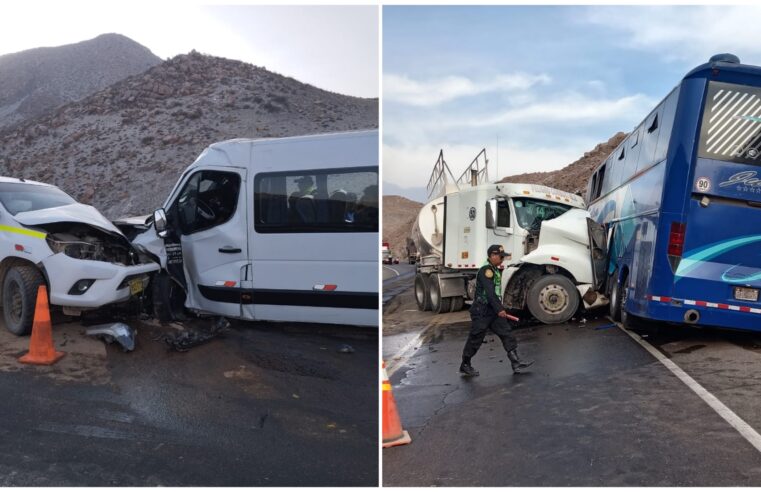 Choques en Arequipa dejan 18 heridos, entre ellos un policía