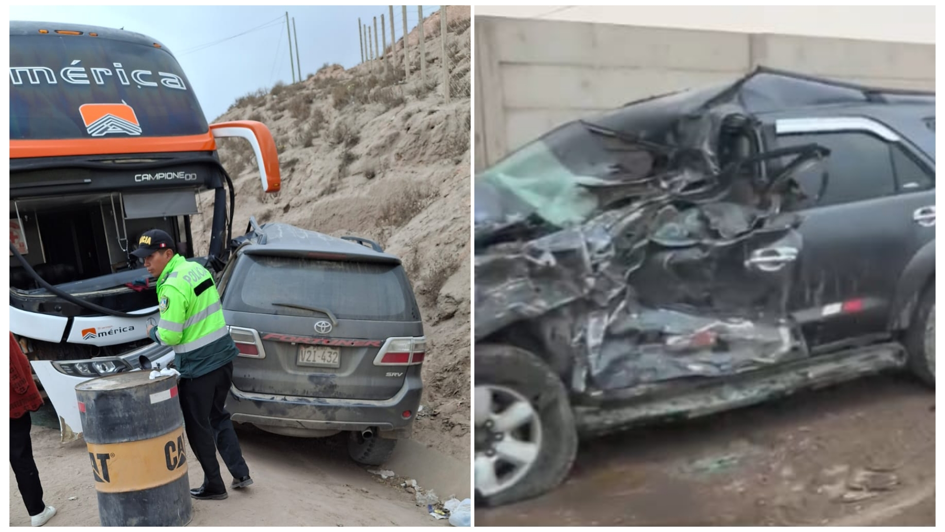 Dos niñas salvan de morir tras choque de camioneta y bus en Arequipa