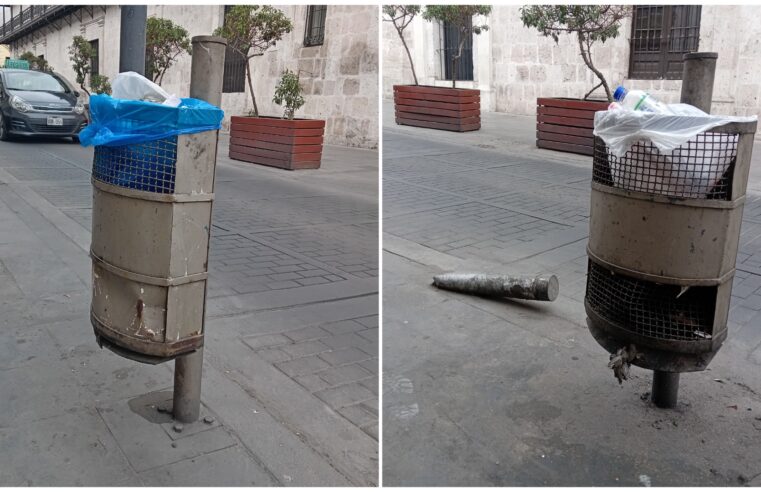 ¿Adiós a las papeleras sin base en el Centro Histórico de Arequipa?