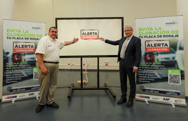 Sunarp activa servicio para prevenir la clonación de placas vehiculares