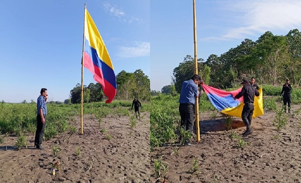 Bandera de Colombia flameó en territorio peruano de Santa Rosa