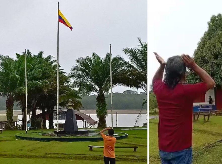 Bandera de Colombia izada otra vez en territorio peruano