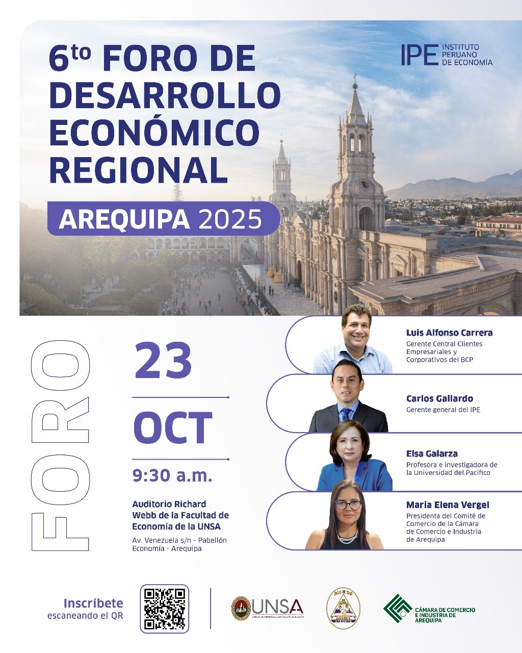 Arequipa será sede del 6.º Foro de Desarrollo Económico Regional 2025
