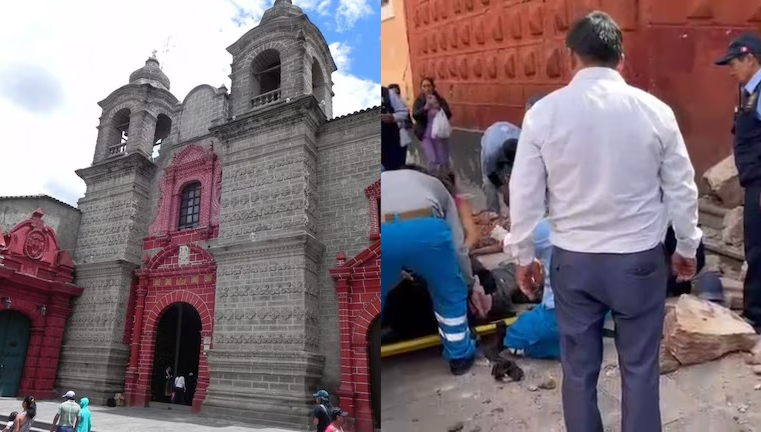 Caída de cornisa de iglesia deja una fallecida y cuatro heridos