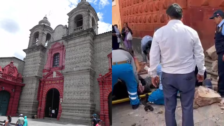 Caída de cornisa de iglesia deja una fallecida y cuatro heridos