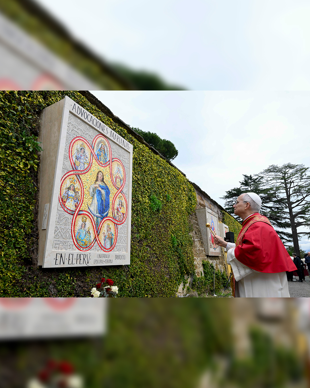 León XIV: mosaico mariano e imagen de Santa Rosa de Lima