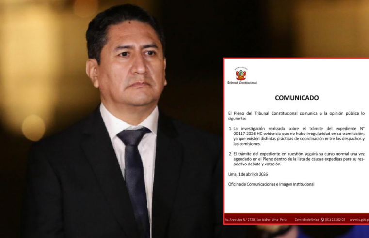 TC: descarta irregularidades en trámite de hábeas corpus de Vladimir Cerrón