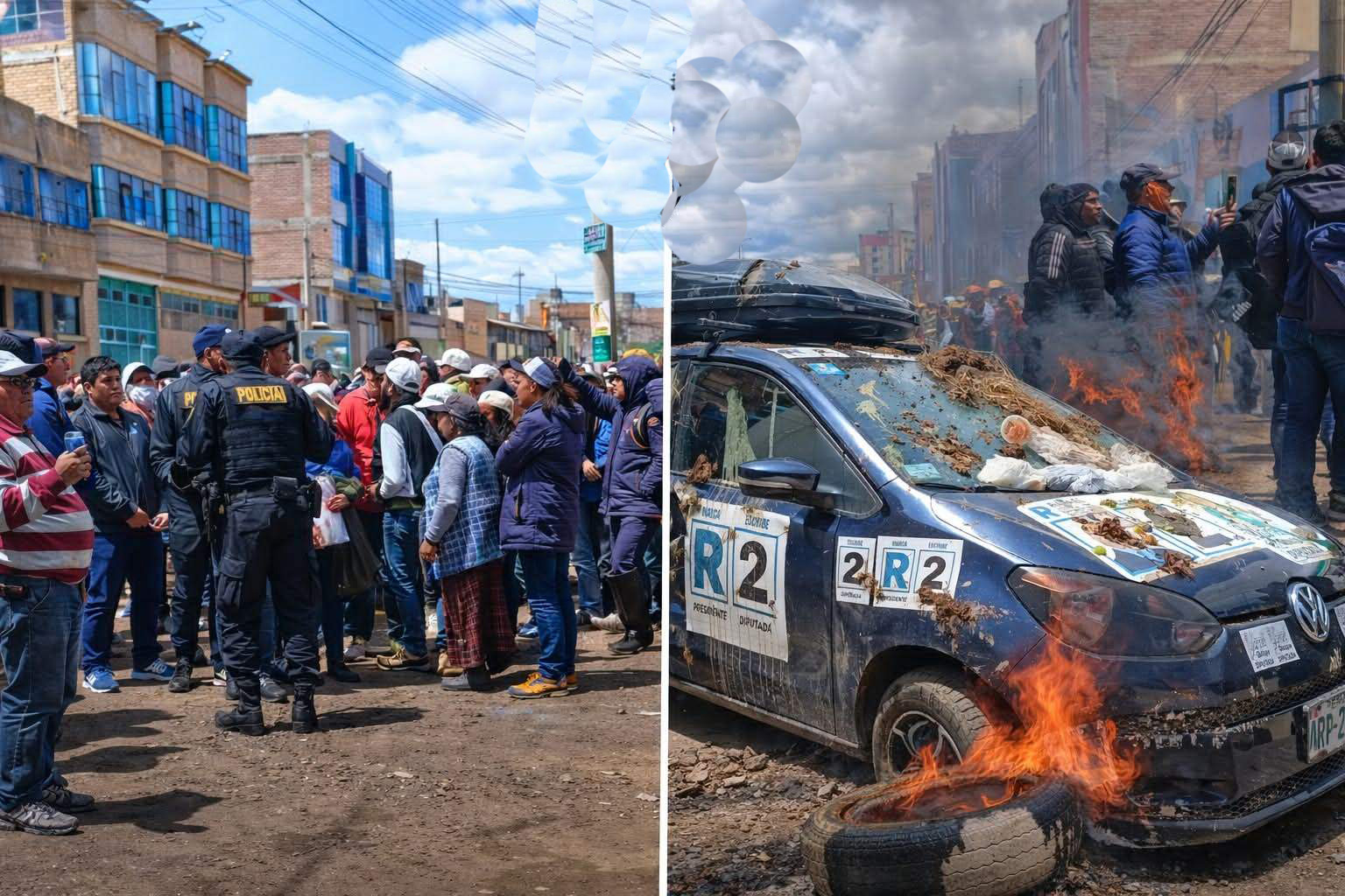 Tres heridos y ataque a vehículo de campaña tras llegada de Rafael López Aliaga