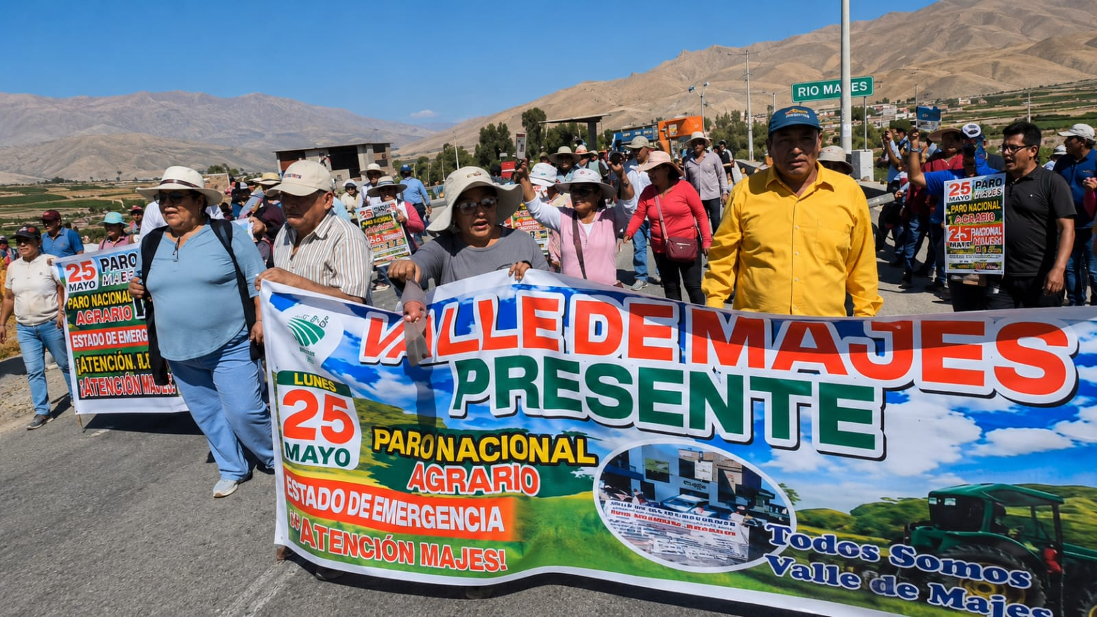 Arroceros bloquearon puente Punta Colorada en Majes
