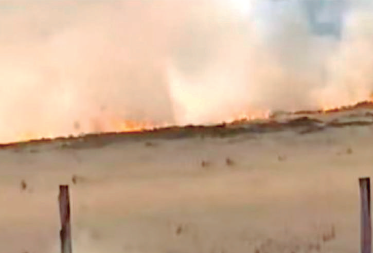 Incendio forestal permanece activo y arrasa pastizales en vía Puno–Mañazo
