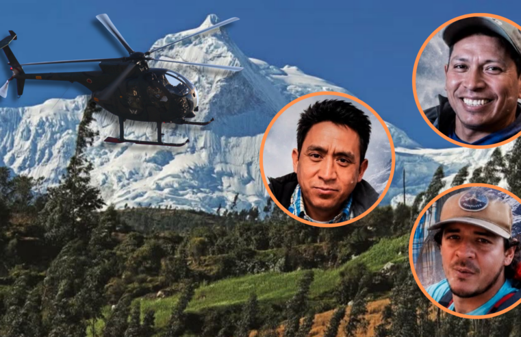Helicóptero de la PNP se suma a la búsqueda de tres montañistas en Huascarán