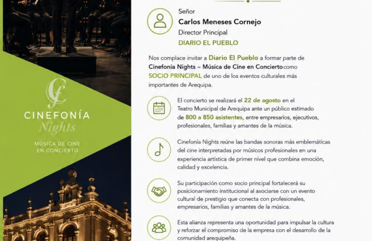 Cinefonía Nights llevará la magia del cine al Teatro Municipal de Arequipa