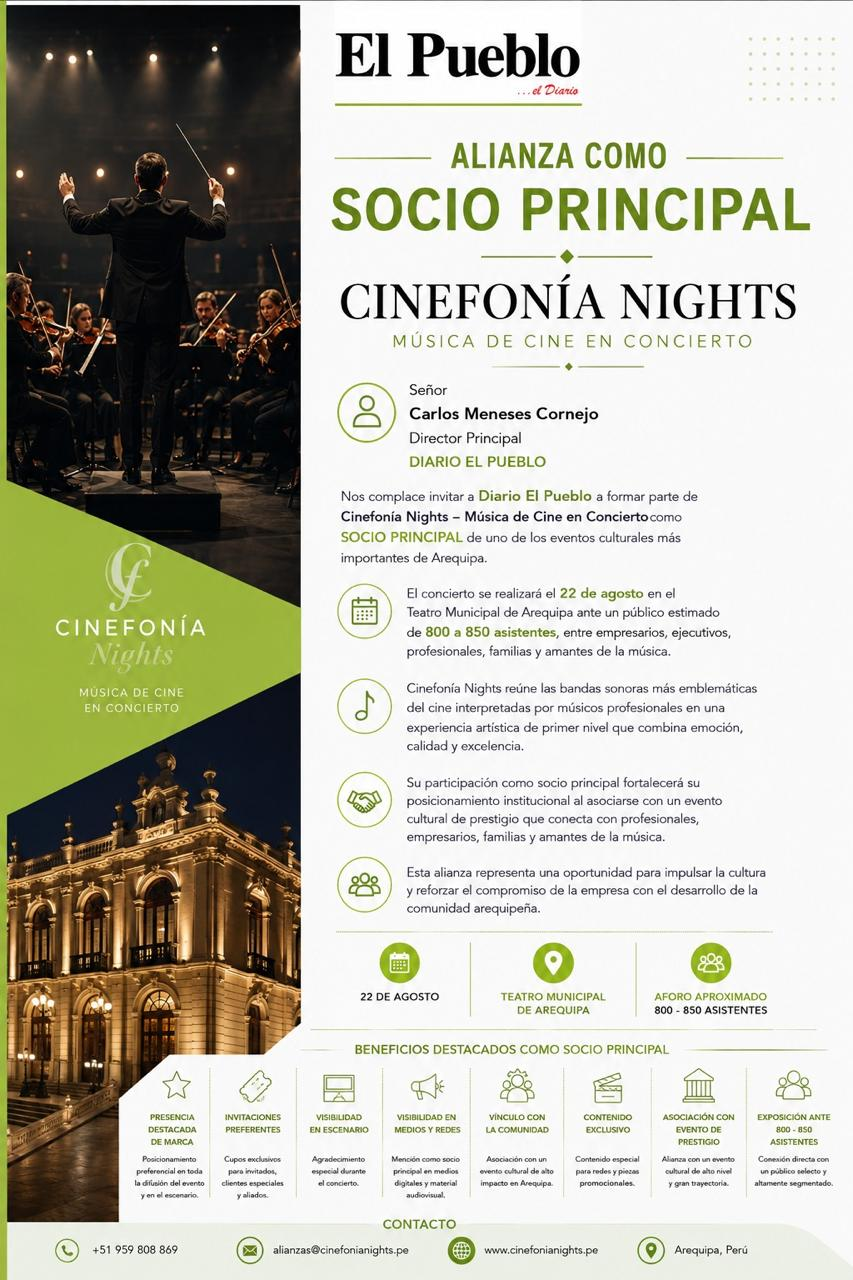 Cinefonía Nights llevará la magia del cine al Teatro Municipal de Arequipa