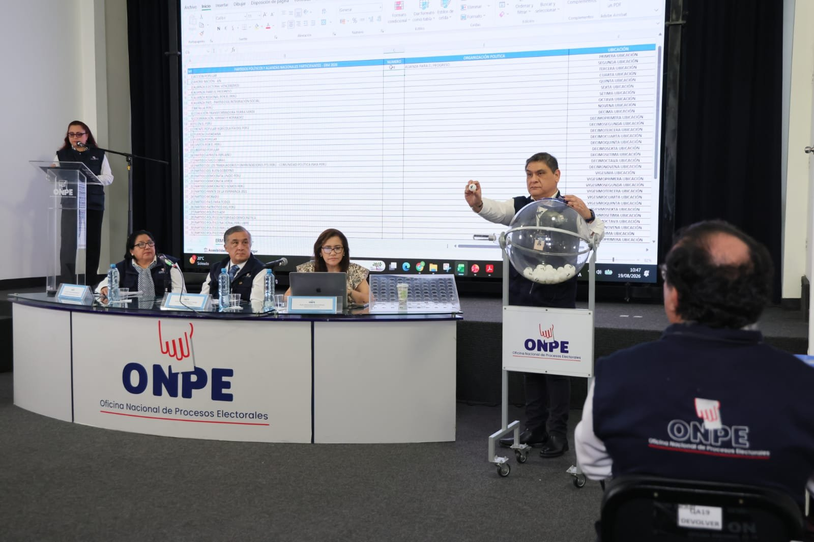 ERM 2026: ONPE define ubicación de 46 organizaciones políticas en la cédula