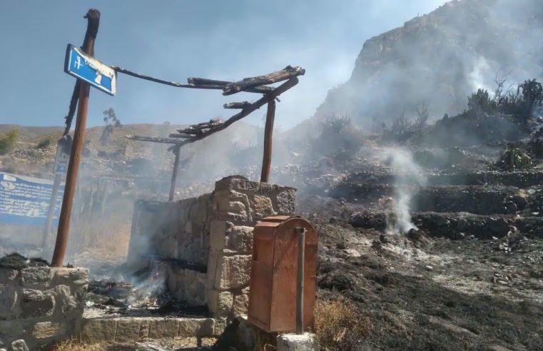 Incendio forestal amenaza zona arqueológica en el Valle del Colca