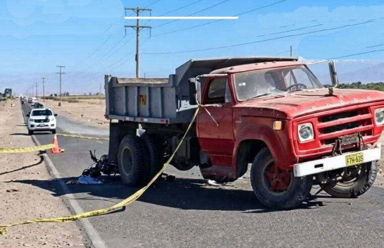 Motociclista muere al impactar contra volquete dejado en vía de Majes