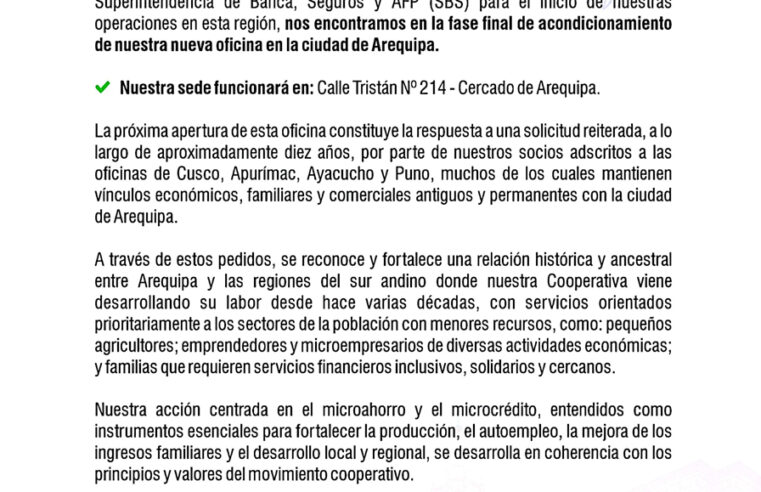 Cooperativa Los Andes nueva oficina