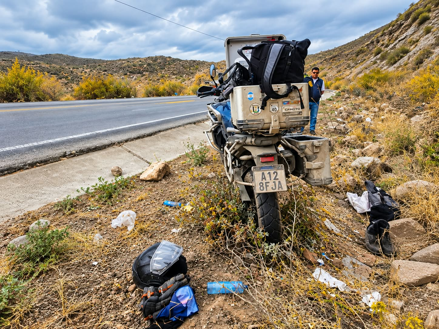 Motociclista argentino muere tras despiste en la vía Arequipa-Puno.